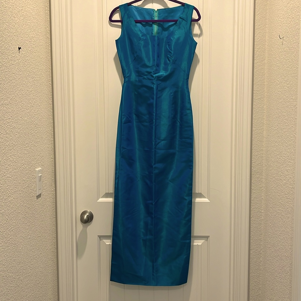 60s cocktail dress Sz XS iridescent color change shimmer sleeveless teal green
